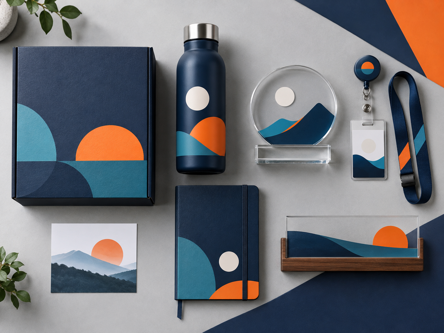 Concept study of a coordinated corporate employee engagement kit.